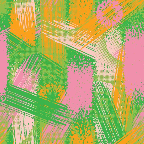 Abstraktes Grunge Nahtlos Chaotisches Muster Mit Pinselstrichen Urban Spring Camouflage — Stockvektor