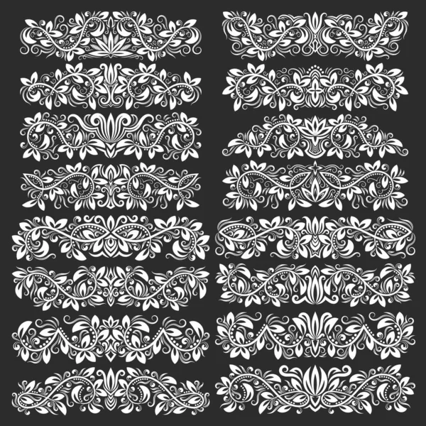ヴィンテージの装飾要素のセット アンティーク風の花飾り — ストックベクタ