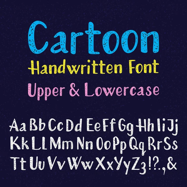 Cartoon Font Scritto Mano Lettere Maiuscole Minuscole Isolato Alfabeto Inglese — Vettoriale Stock