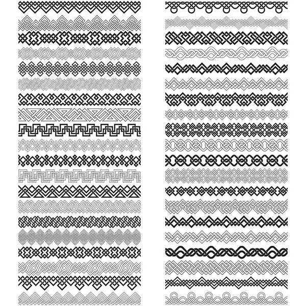 一套设计用的老式刷子模板 Forty Border Elements Frames Knotting Style — 图库矢量图片