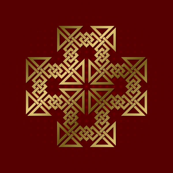 Símbolo Geométrico Sagrado Plexo Cruciforme Logotipo Espiritual Dourado — Vetor de Stock