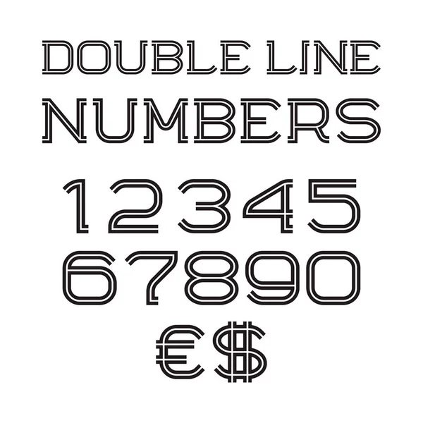 Černobílé Pruhy Euro Znak Dolaru Dvojité Ploché Písmo Izolované Číslice — Stockový vektor