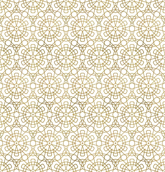 Modèle Arabesque Traditionnel Sans Couture Fond Répétable Lignes Dorées — Image vectorielle