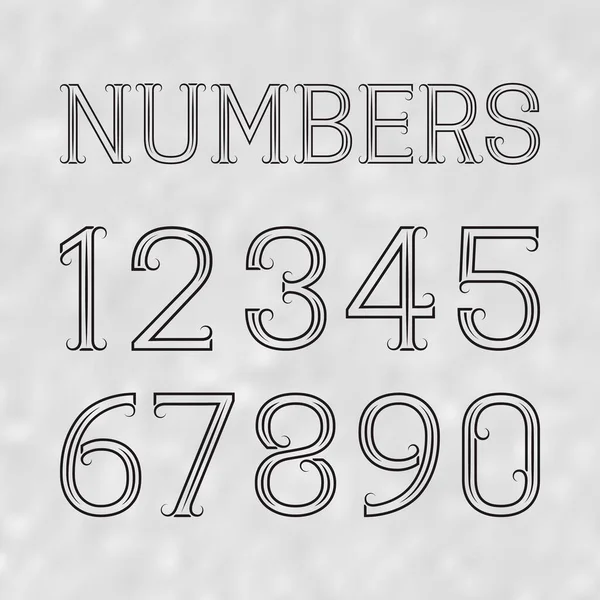 Черные Числа Линий Сером Текстурированном Фоне Шрифт Стиле Деко — стоковый вектор
