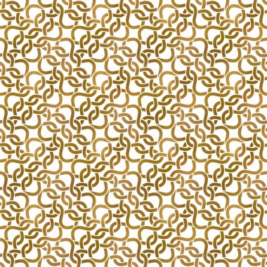 Geleneksel altın burkulmuş şeritlerin tekrarlanabilir arka planı. Altın pleksus şeritleri. Modern kusursuz desen.