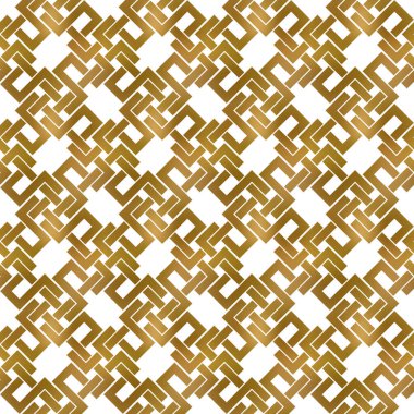 Altın burkulmuş şeritlerin soyut tekrarlanabilir arka planı. Altın pleksus şeritleri. Modern kusursuz desen.