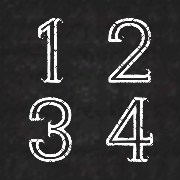 Eine Zwei Drei Vier Weiße Zahlen Schäbiger Farbe Auf Einer — Stockvektor