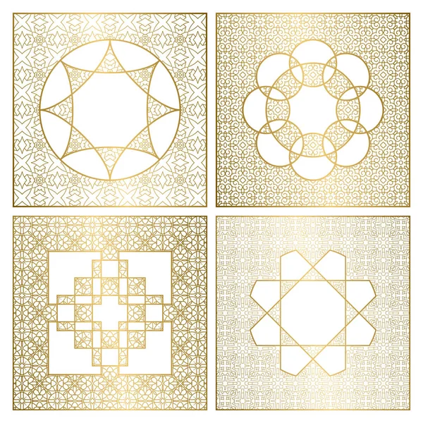 Sayfa Arkaplan Dekorasyonları Tebrik Kartları Için Altın Kapak Şablonları — Stok Vektör