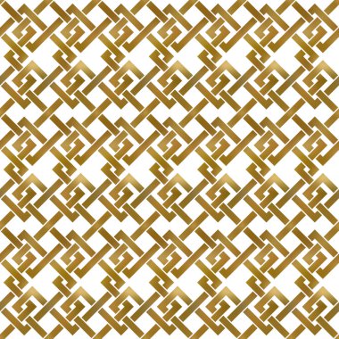 Altın burkulmuş şeritlerin soyut tekrarlanabilir arka planı. Altın pleksus şeritleri. Modern kusursuz desen.