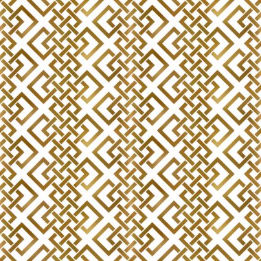 Altın burkulmuş şeritlerin soyut tekrarlanabilir arka planı. Altın pleksus şeritleri. Modern kusursuz desen.