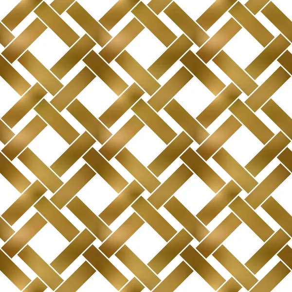 Abstraktní Opakovatelný Vzor Pozadí Zlatých Kroucených Pruhů Kousek Zlata Propletený — Stockový vektor