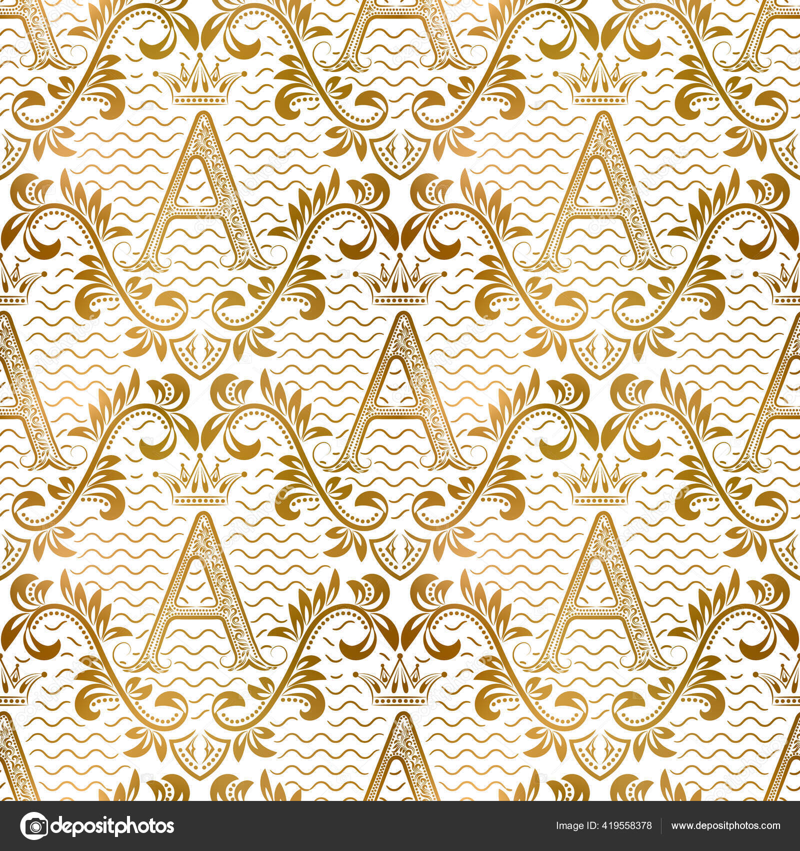 Patrón Inconsútil Vintage Blanco Dorado Fondo Pantalla Barroco Clásico Real  Vector de stock #419558378 de ©vectordivider, image size:1600x1700