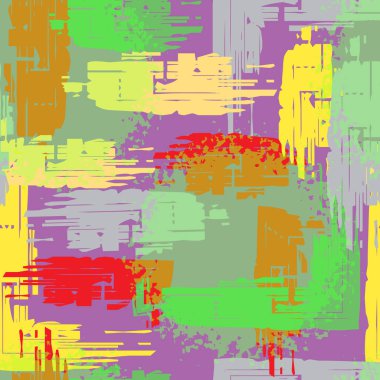 Soyut grunge düz kaotik kalıp fırça darbeleri, lekeler ve sıçramalar. Renkli doku arka planı. Modern duvar kağıdı. Boya efektli, modaya uygun bir iz..