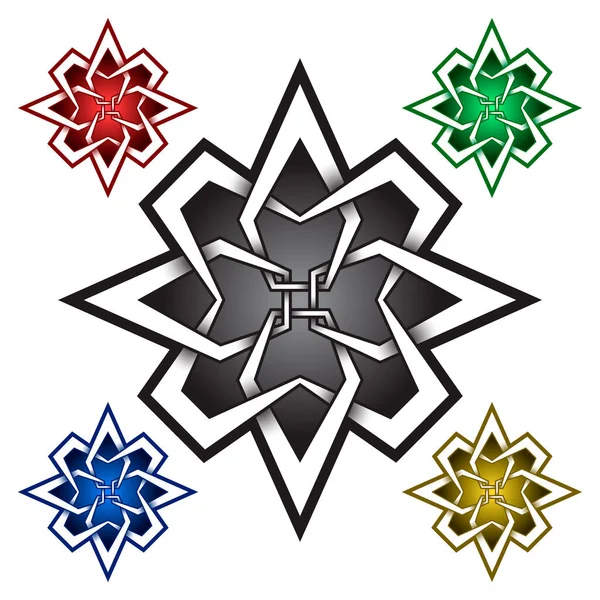 Simbolo Stella Quattro Punte Stile Celtico Simbolo Del Tatuaggio Tribale — Vettoriale Stock