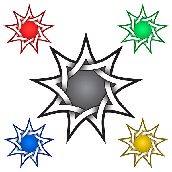 ケルト様式の9つの星のロゴテンプレート 部族の入れ墨のシンボル 黄金の色のジュエリーデザインとサンプルのための銀のスタンプ — ストックベクタ