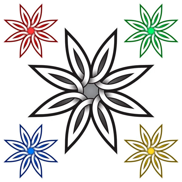 Acht Blütenblätter Blume Logo Vorlage Keltischen Stil Tätowierungs Symbol Silbermarke — Stockvektor