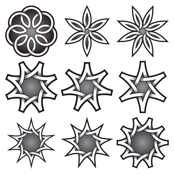Conjunto Plantillas Logotipo Estilo Nudos Celtas Paquete Símbolos Tatuaje Tribal — Vector de stock