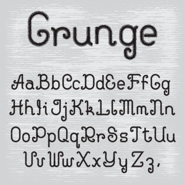 Grunge Lockige Buchstaben Shabby Pinsel Alphabet Aus Groß Und Kleinbuchstaben — Stockvektor