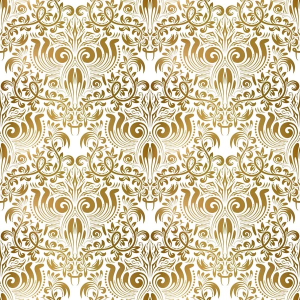 Modèle Vintage Blanc Doré Sans Couture Royal Classique Baroque Papier — Image vectorielle