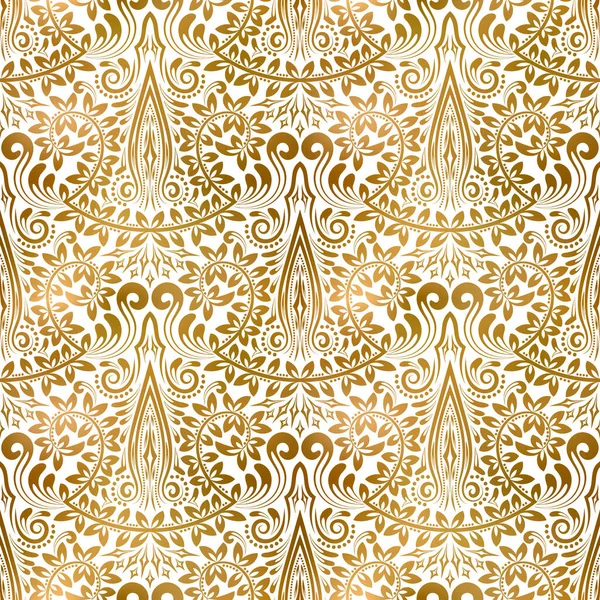 Patrón Inconsútil Vintage Blanco Dorado Fondo Pantalla Barroco Clásico Real — Vector de stock