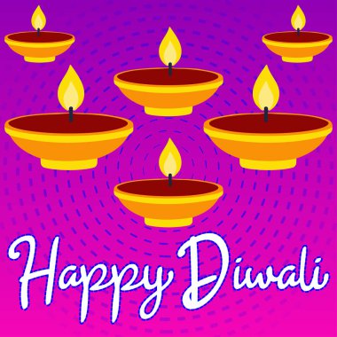 Bu şenlikli Diwali tasarımı, ışık ve neşe kutlamalarını sembolize eden canlı pembe arka plan karşısında parlayan gaz lambalarının (diyas) bir derlemesini içerir. Diwali tebrikleri ve neşeli mesajlar için mükemmel bir tasarım.