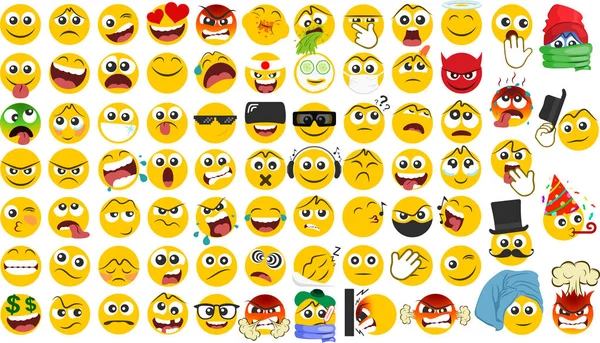 Grote Reeks Van Emoicons Een Platte Ontwerp — Stockfoto