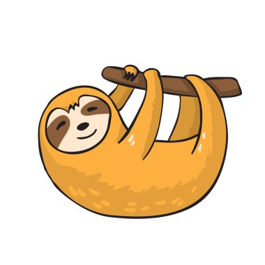 Beyaz arka planda izole sevimli tembel