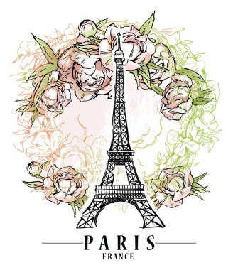 Paris vektör çizim. Çiçek artalanları, vektör çizim.