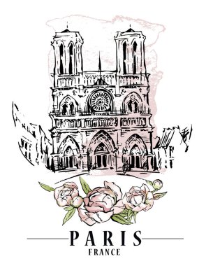 Paris vektör çizim. Çiçek artalanları, vektör çizim.