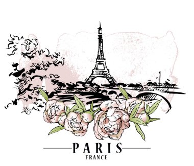 Paris vektör çizim. Çiçek artalanları, vektör çizim.