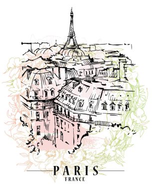 Paris vektör çizim. Çiçek artalanları, vektör çizim.