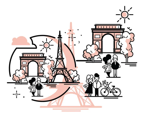 Париж Векторні ілюстрації . — стоковий вектор