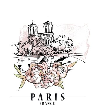 Paris vektör çizim. Çiçek artalanları, vektör çizim.