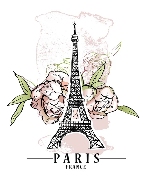 Ilustración vectorial París. Fondo floral, ilustración vectorial . — Vector de stock