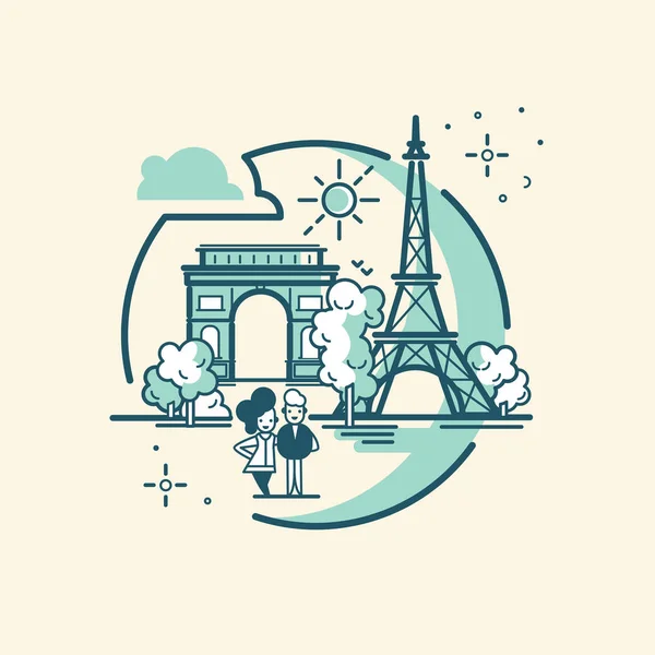 Paříž ilustrace vektorové grafiky. Izolované kresby na bílém pozadí — Stockový vektor