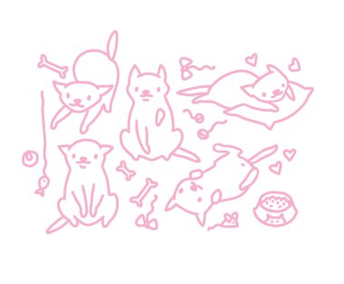 Komik kedi vektör çizim. Elle çizilmiş resimler.