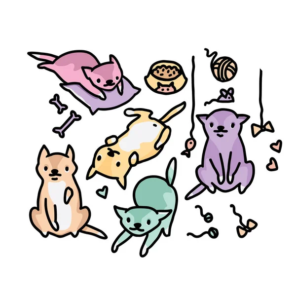 Illustration vectorielle drôle de chat. Oeuvre dessinée à la main . — Image vectorielle