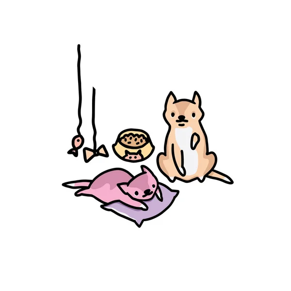 Ilustração de vetor de gato engraçado. Obra de arte desenhada à mão . — Vetor de Stock