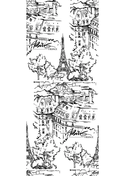 パリのベクトル図です。描かれたベクトルアートワークを手します。. — ストックベクタ