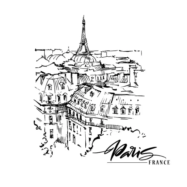 Ilustración vectorial París. Obra de arte vectorial dibujada a mano . — Vector de stock