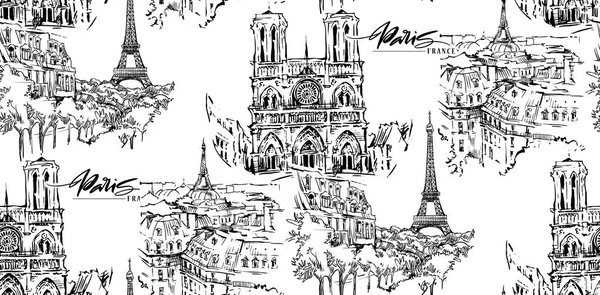 Parijs vectorillustratie. Hand getekende vectorillustraties. — Stockvector