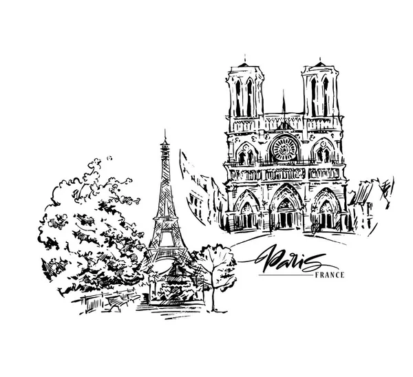 Illustration vectorielle de Paris. Oeuvre vectorielle dessinée à la main . — Image vectorielle