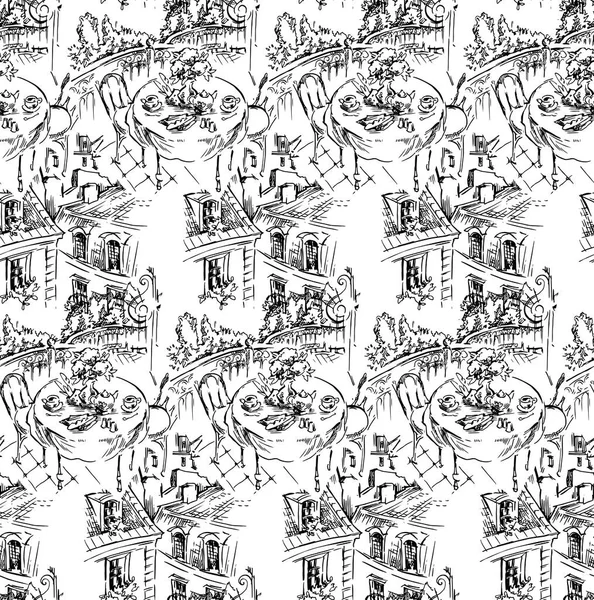 Paris illustration. Vector artwork. Isolated on white background. Seamless pattern
