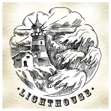 Deniz illüstrasyon retro tarzı. İzole vektör çizim.