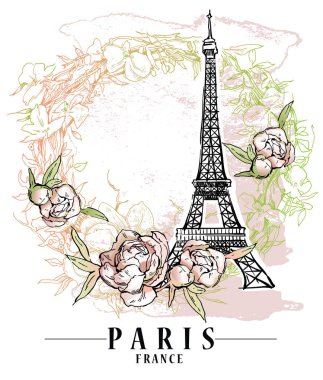 Paris vektör çizim. Çiçek artalanları, vektör çizim.
