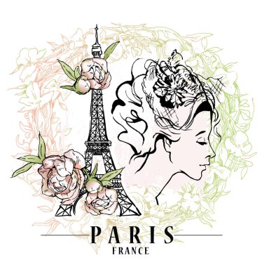 Paris vektör çizim. Çiçek artalanları, vektör çizim.