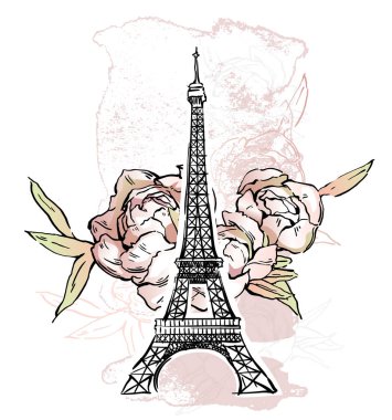 Paris vektör çizim. Çiçek artalanları, vektör çizim.