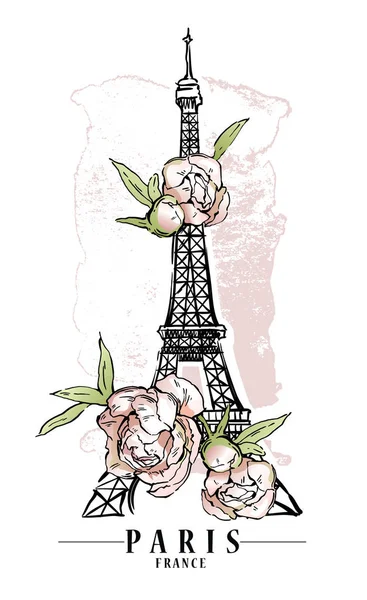 Ilustración vectorial París. Fondo floral, ilustración vectorial . — Archivo Imágenes Vectoriales