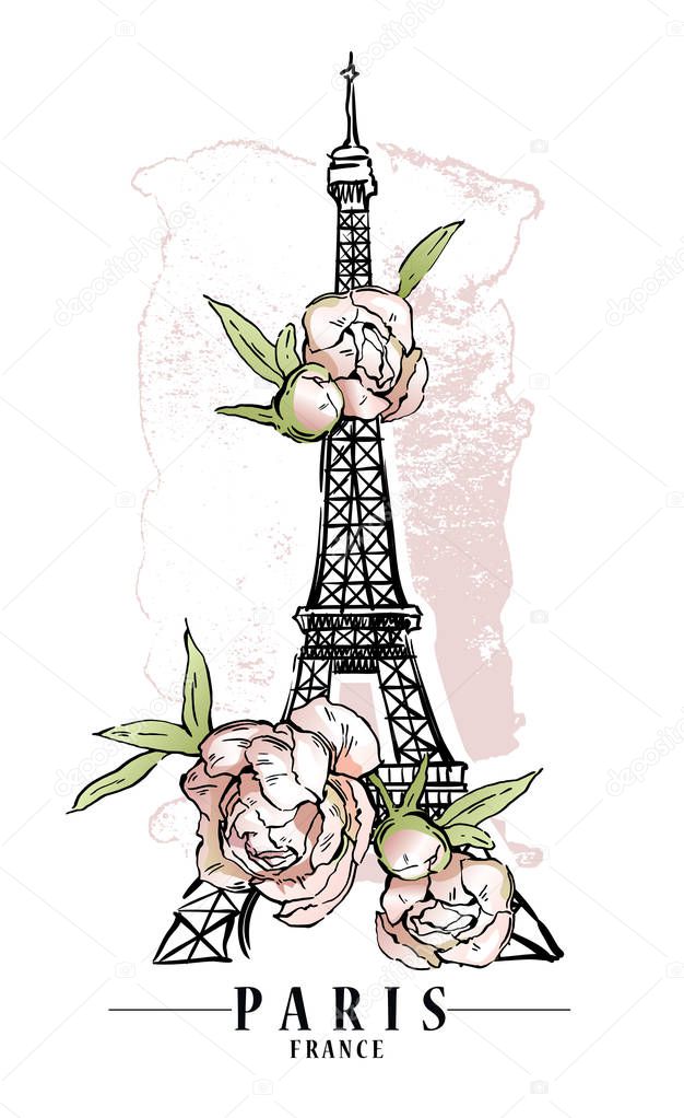 Paris vector illustration. Floral backround, vector illustration.