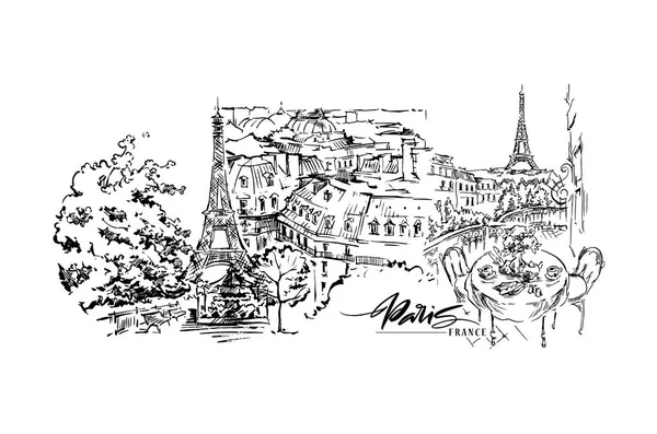 Paris vector illustration. Hand drawn vector artwork. — Stock Vector